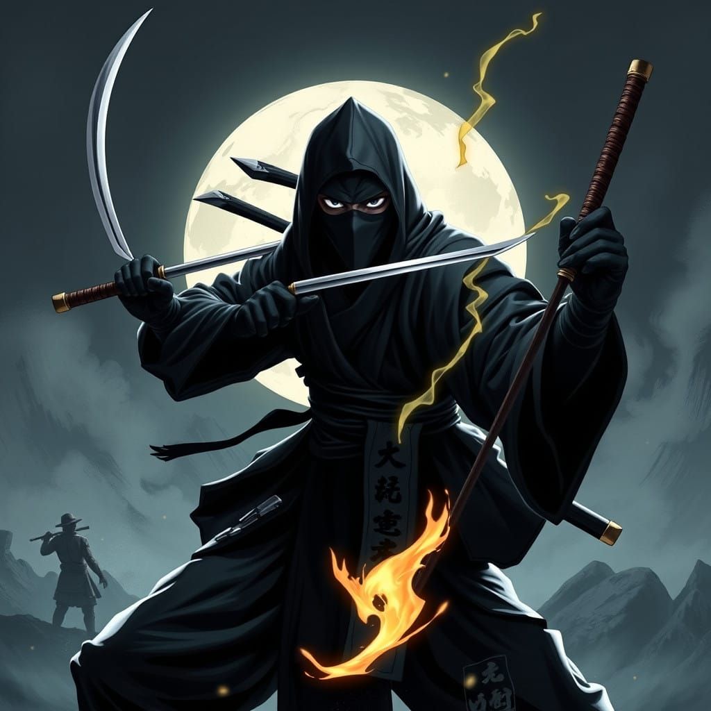 Ninja Master in Traditional Japanese Attire