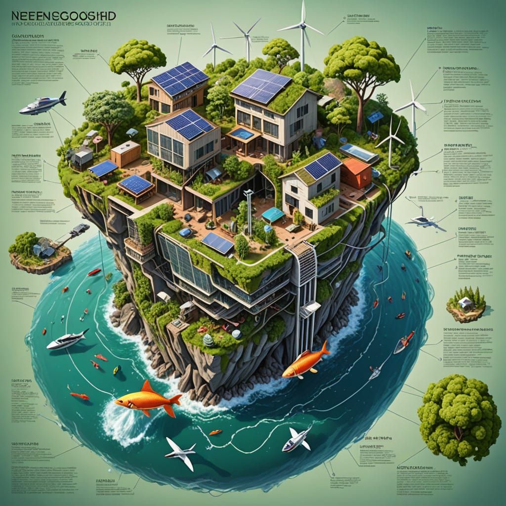 Surreal Futuristic Eco-Village Photosynthesis Thrives