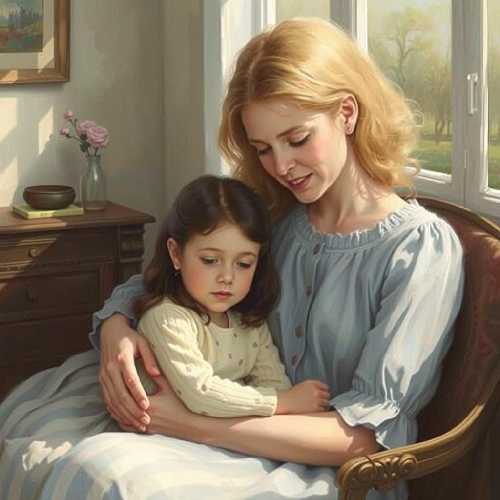 Loving Mother and Daughter Portrait in Soft Lighting