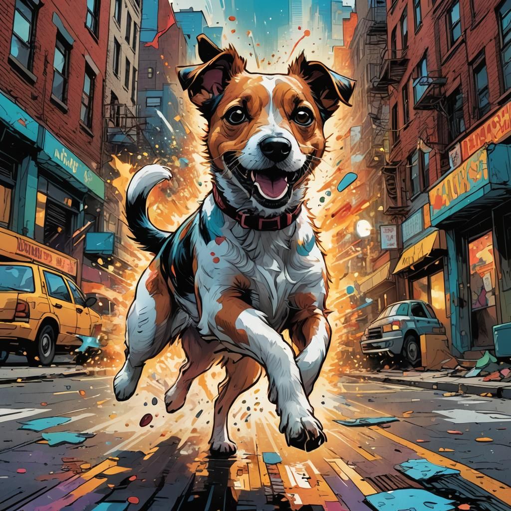Jack Russell Terrier Dances: Comic Book Art