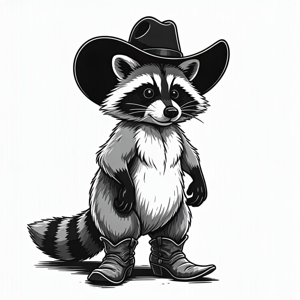 Whimsical Raccoon in Classic Cartoon Style
