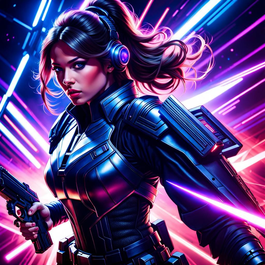 Space Opera Heroine in Sci-Fi Battle