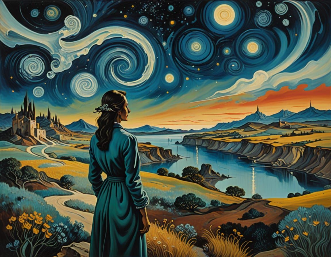 Celestial Dream in Swirling Oil Paint