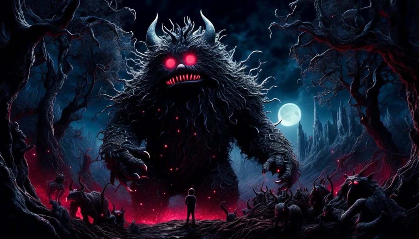 Scary Monsters Encounter in Dark Forest Clearing