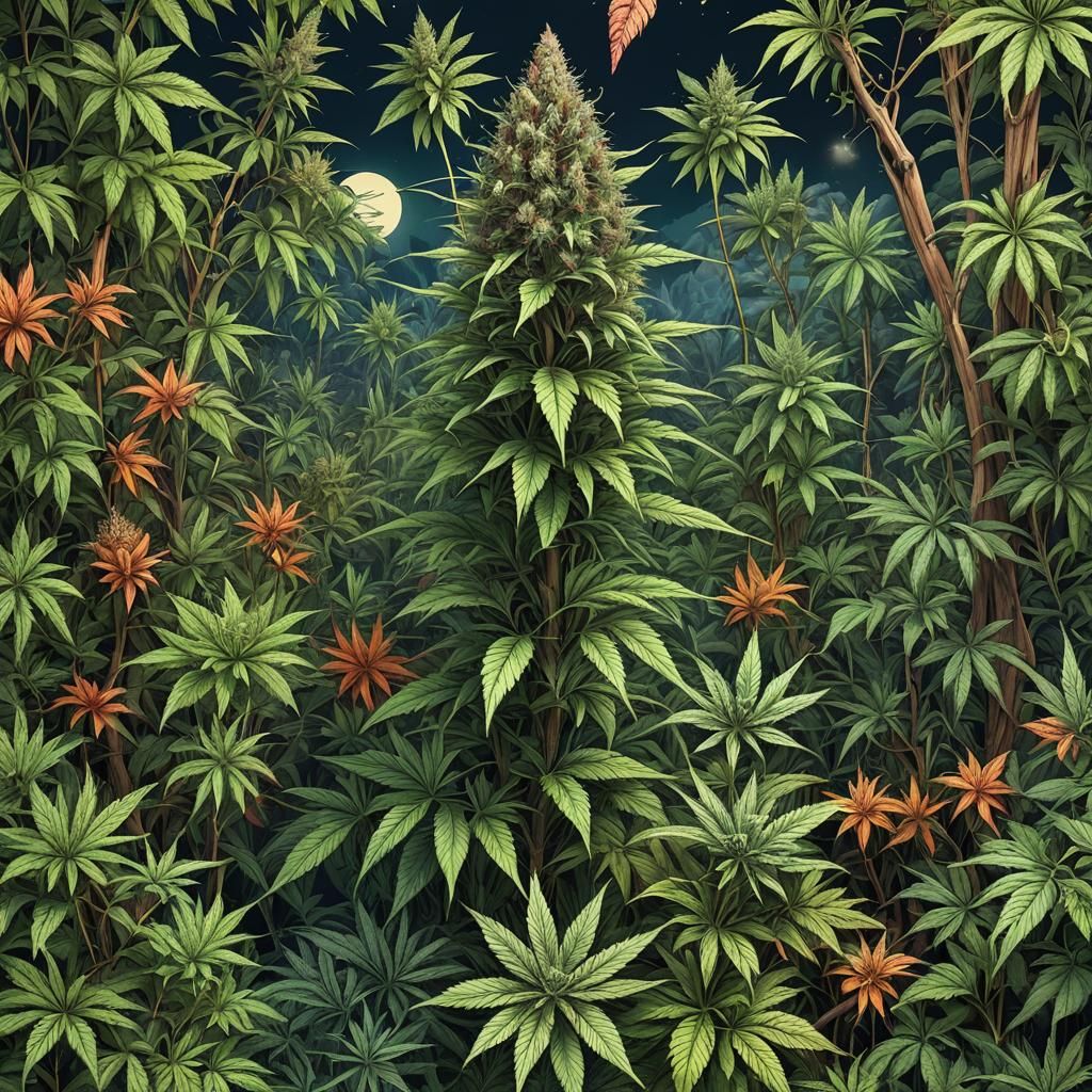 Marijuana Coloring Pages: Detailed Matte Painting