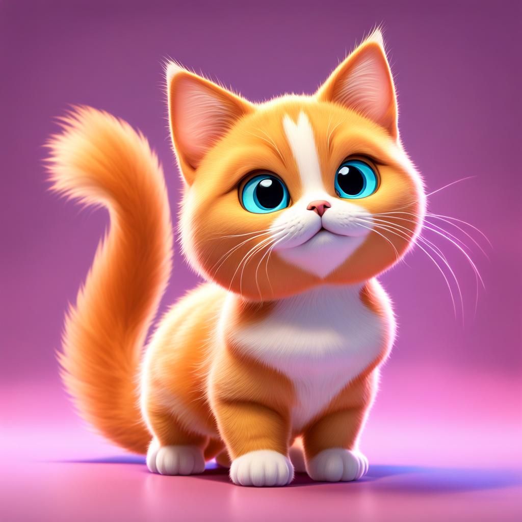 Cute Orange Munchkin Cat in Pixar 3D Style
