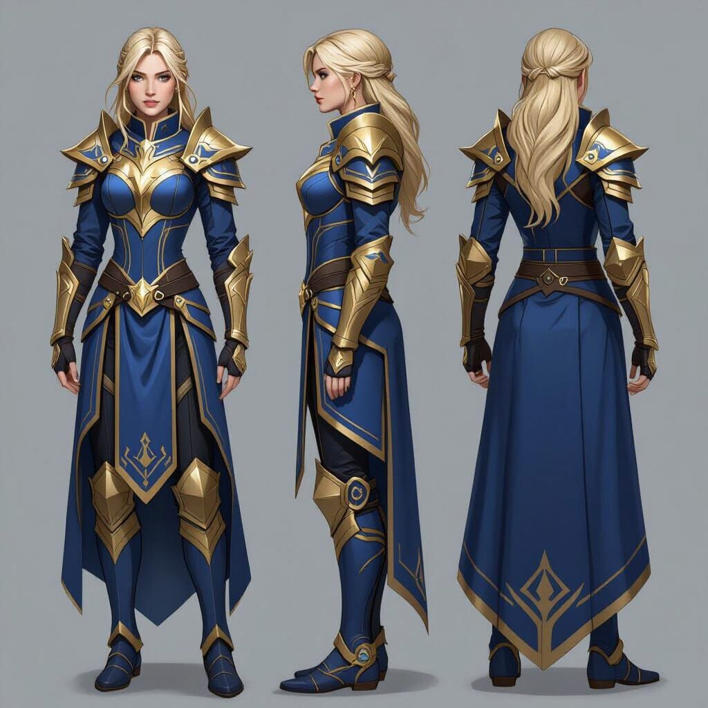 Lux from Demacia in Blue and Gold Armor