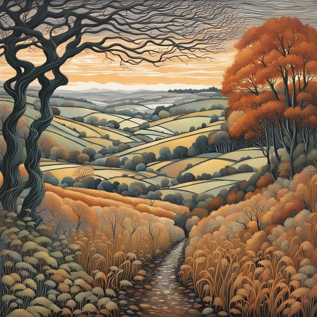 Shining Autumn Landscape After Rain Shower