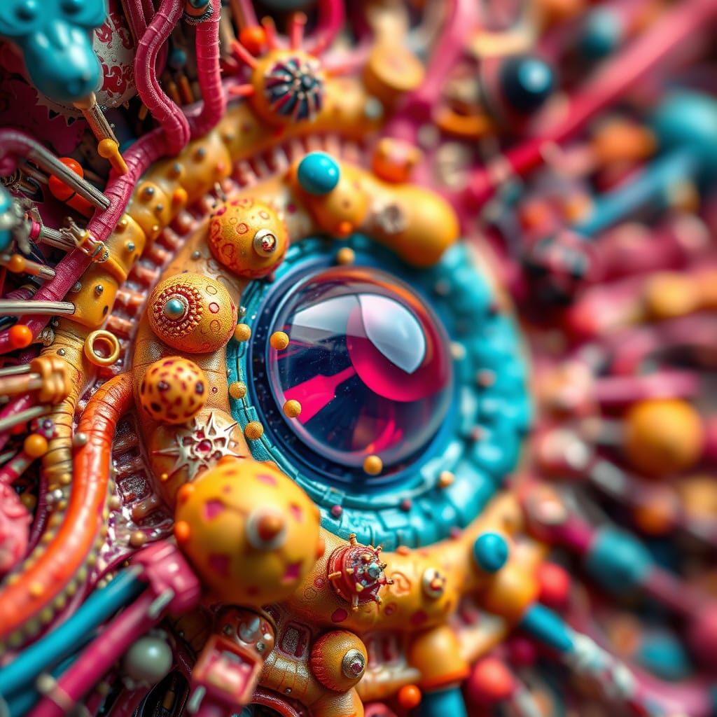 Intricate Macro Textures in Vibrant Futuristic Style