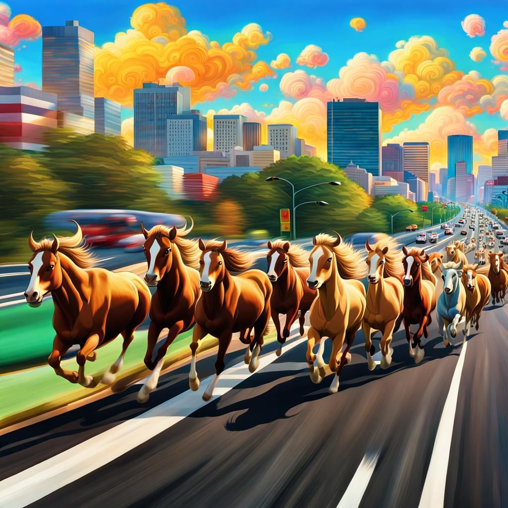 Centaurs Gallop on Alabama Highway in Digital Art