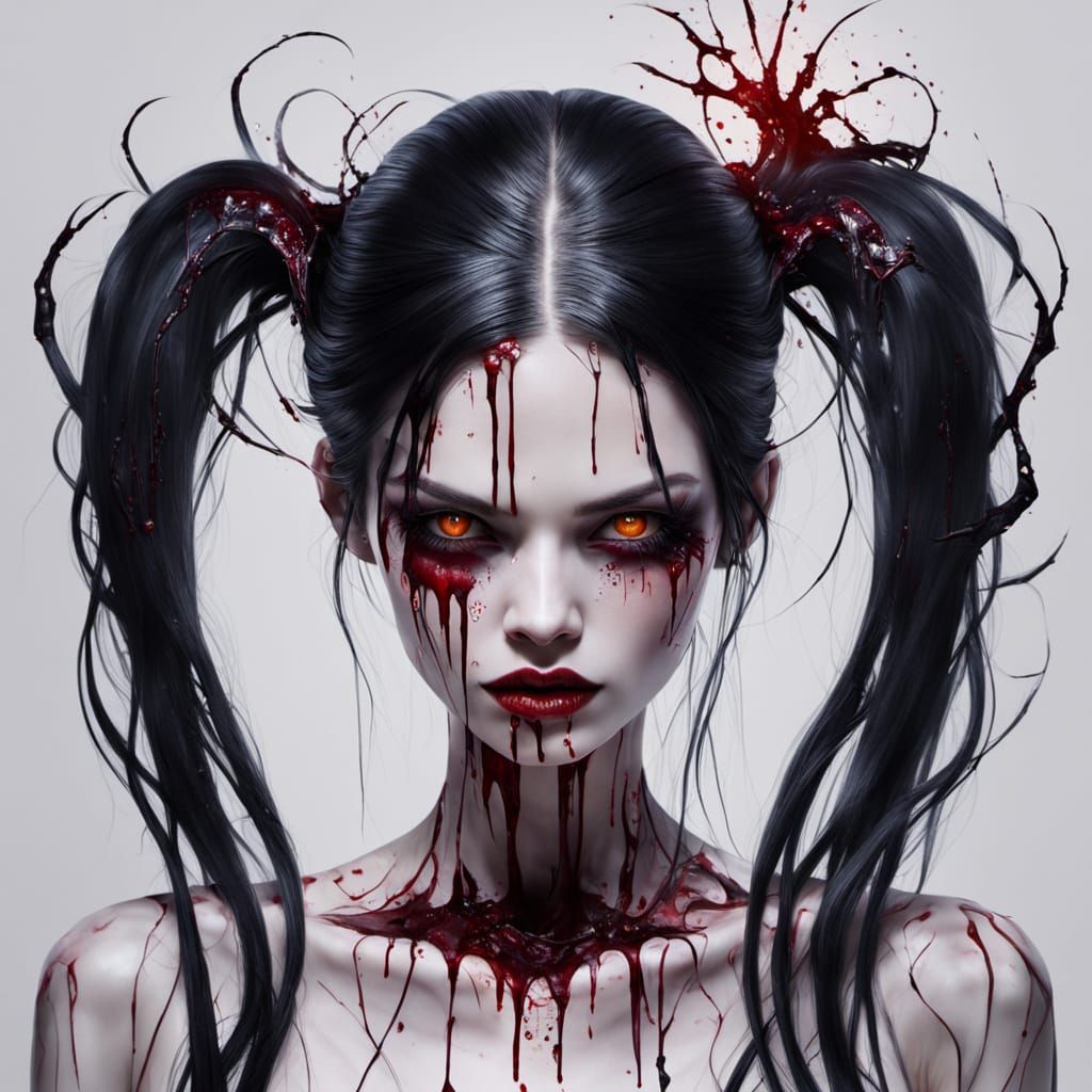 Hyper-Realistic Woman with Spiders Emerging from Mouth