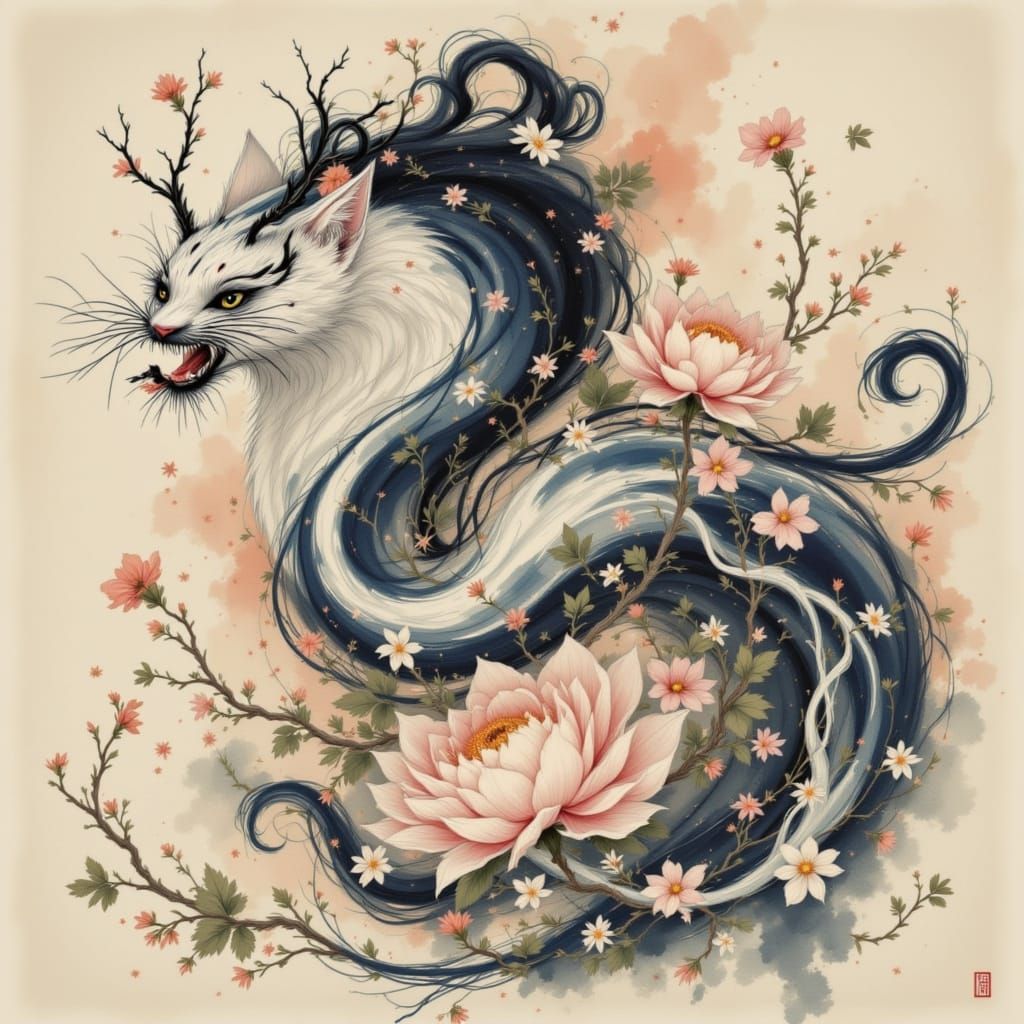 Ethereal Art Nouveau Lotus Blooms in Whispers of Twilight