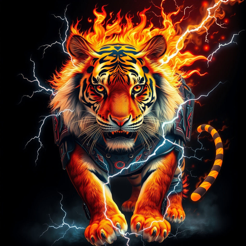Majestic Fire Tiger in Lightning Armor