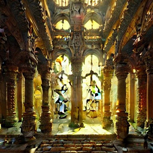 Honeybee Realm Architecture in Digital Painting Style