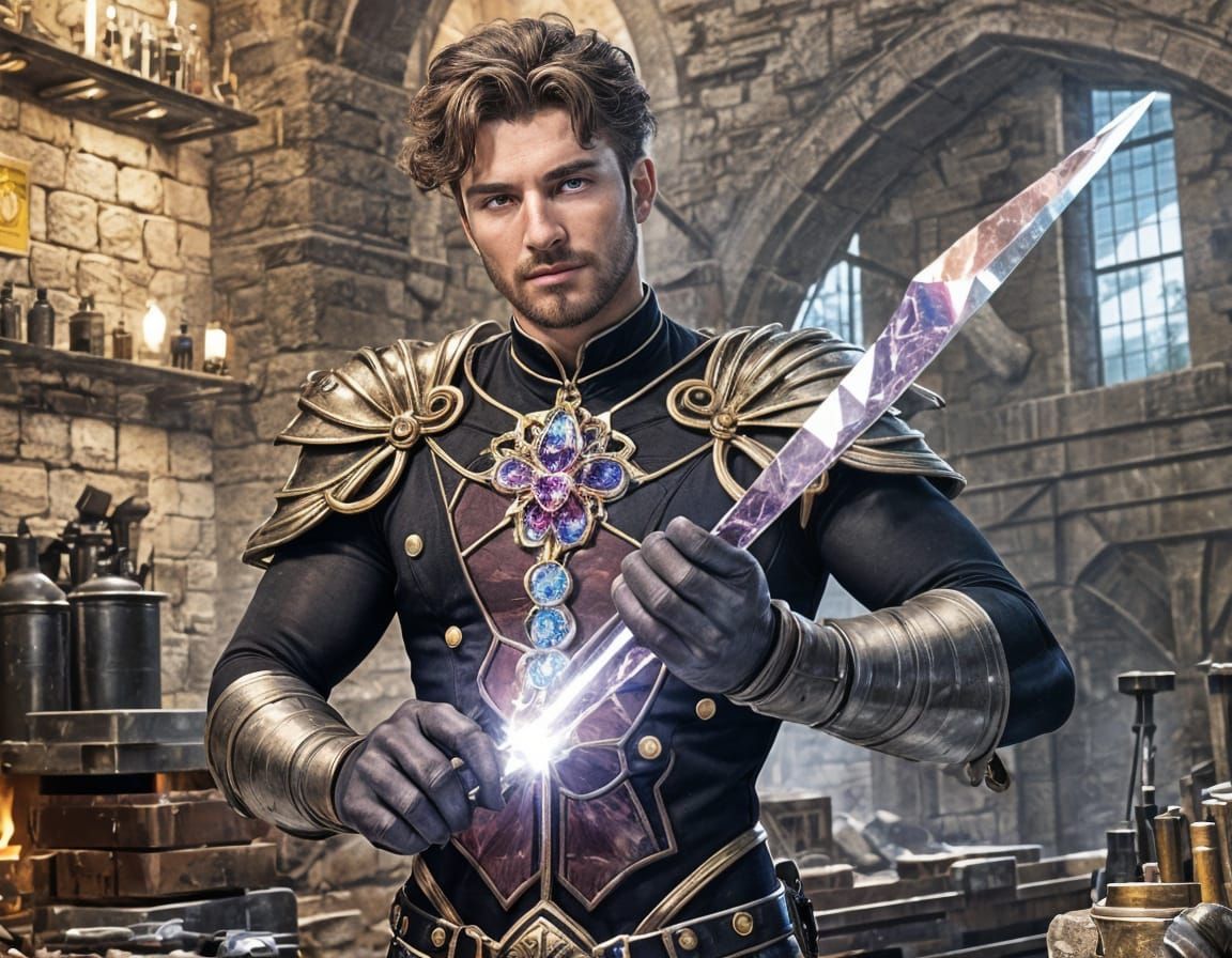 Crystal Knight Forges Majestic Steel Sword