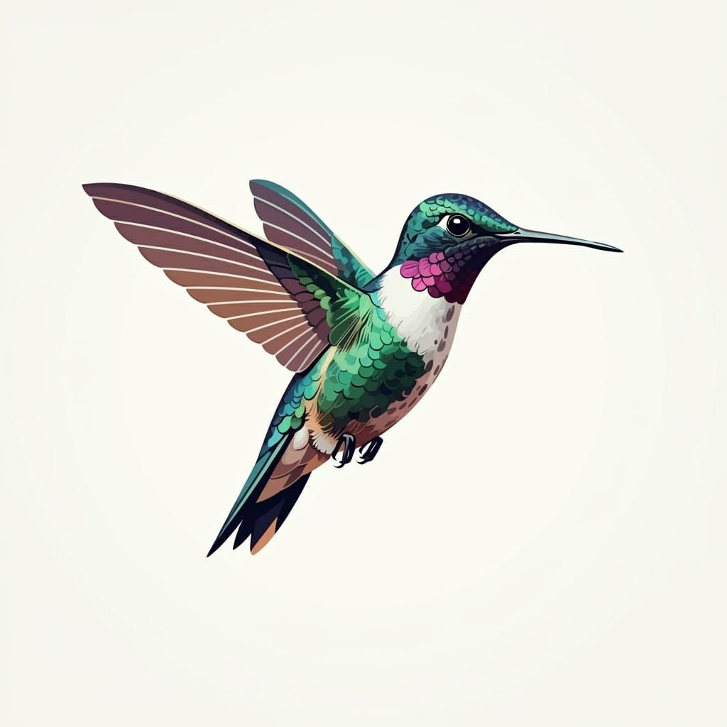 Hummingbird Logo Design in Geometric Style