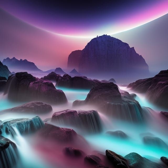 Fantasy Planet with Ring: Digital Matte Painting