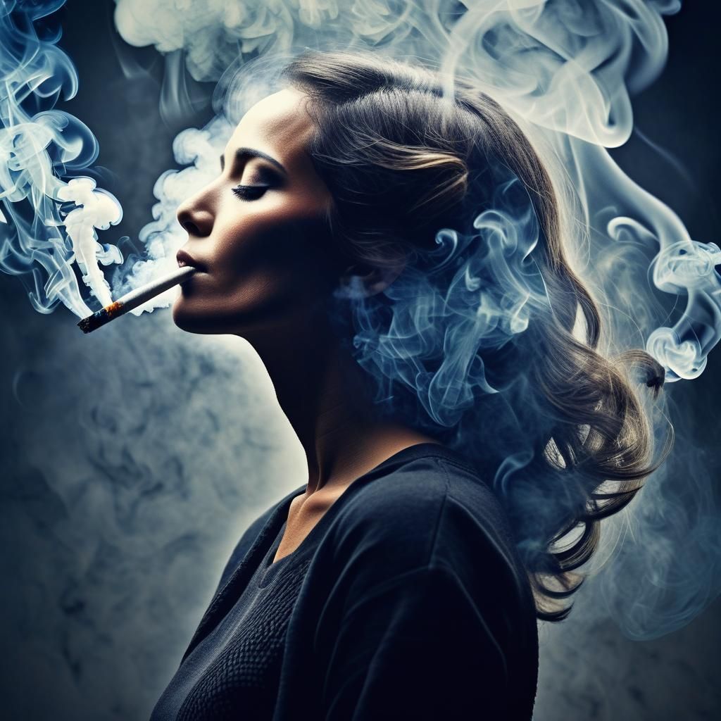 Woman Transforming into Smoke: Ethereal Rise