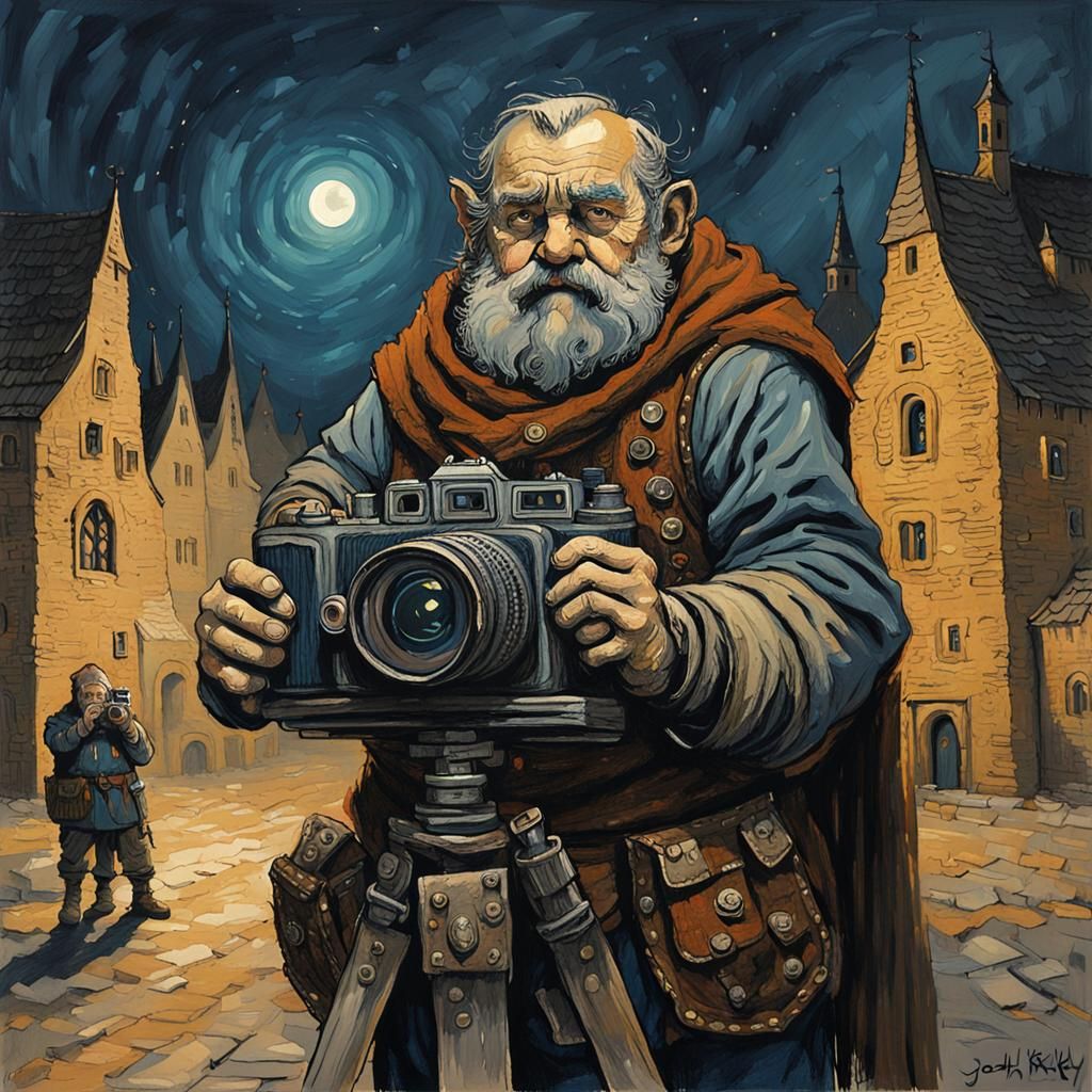 Dwarf Night Watch in Gloomy Medieval City