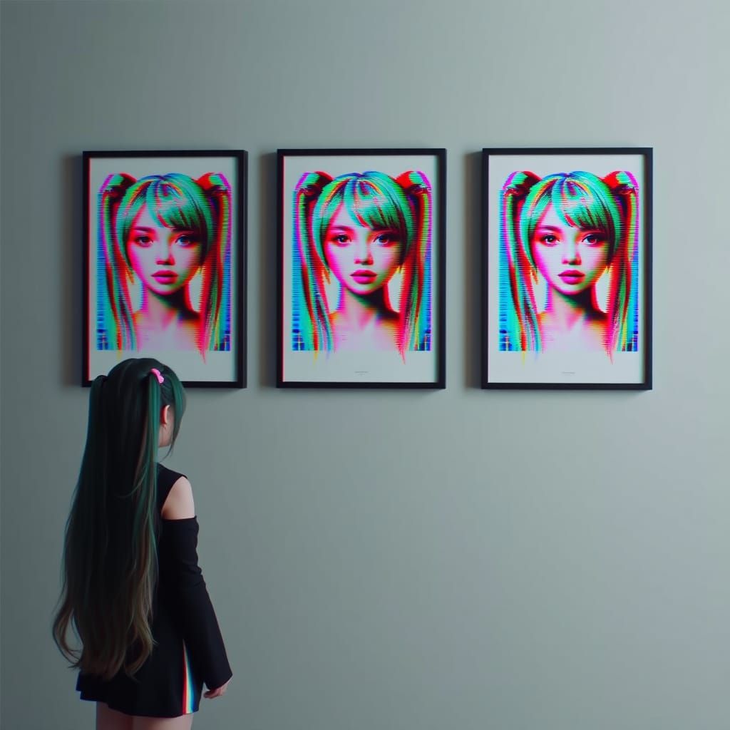 Hatsune Miku Glitch Portraits with Tron Effect