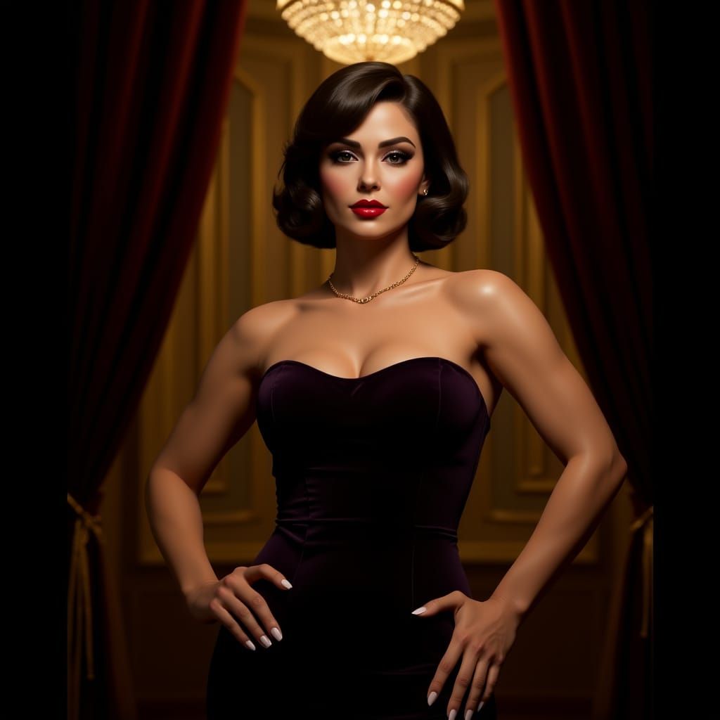 1950s Hollywood Glamour Model Portrait