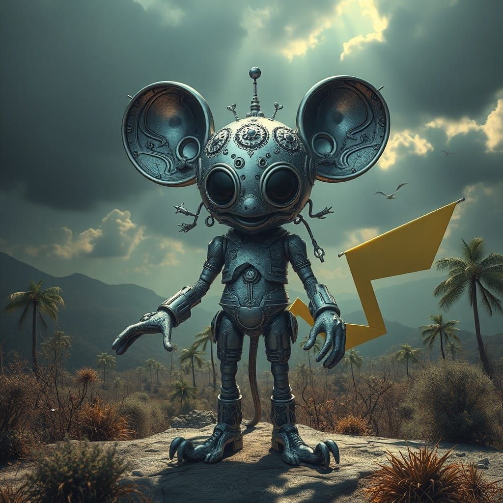 Surreal Extraterrestrial Being: A Bizarre Mix of Iconic Char...