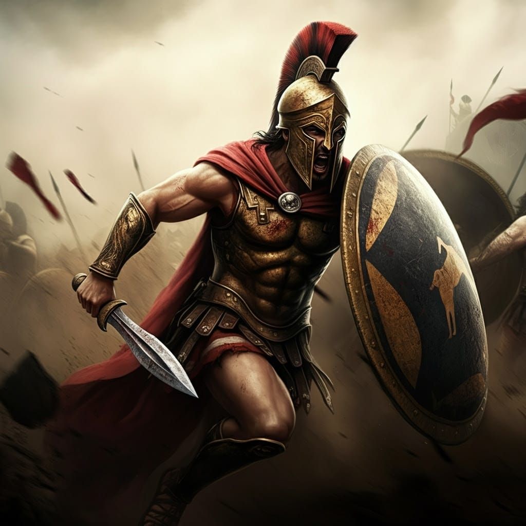 Spartan Warrior in Epic Battle