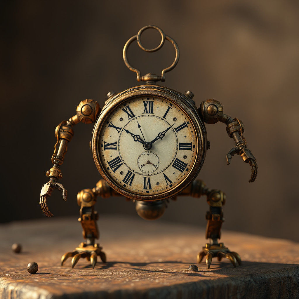 Ancient Clockwork Being with Blank Face