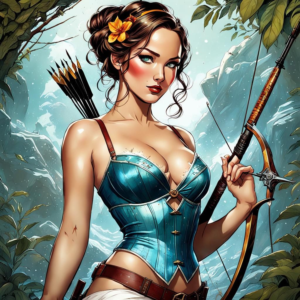 Katniss Everdeen as Anime Pinup Girl