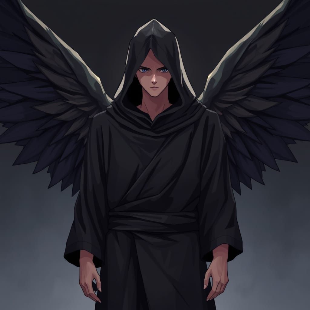 Mysterious Dark Lord with Wings of Darkness