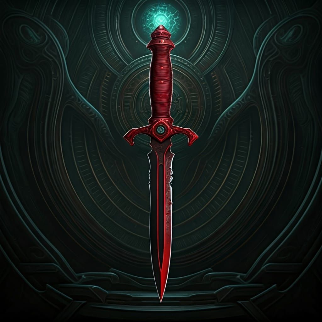 Ornate Blood Ritual Dagger in Dark Fantasy Style
