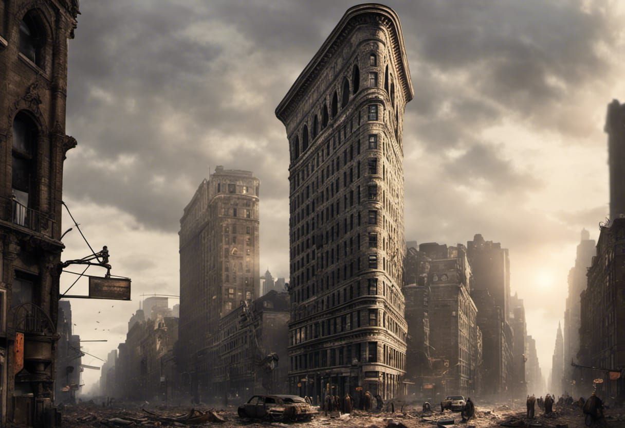 Post-Apocalyptic Flatiron Building in Ruins