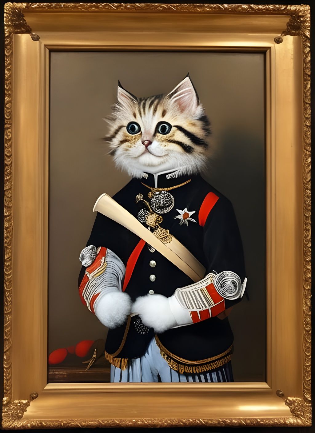 Kitten General: Renaissance-Style Military Portrait