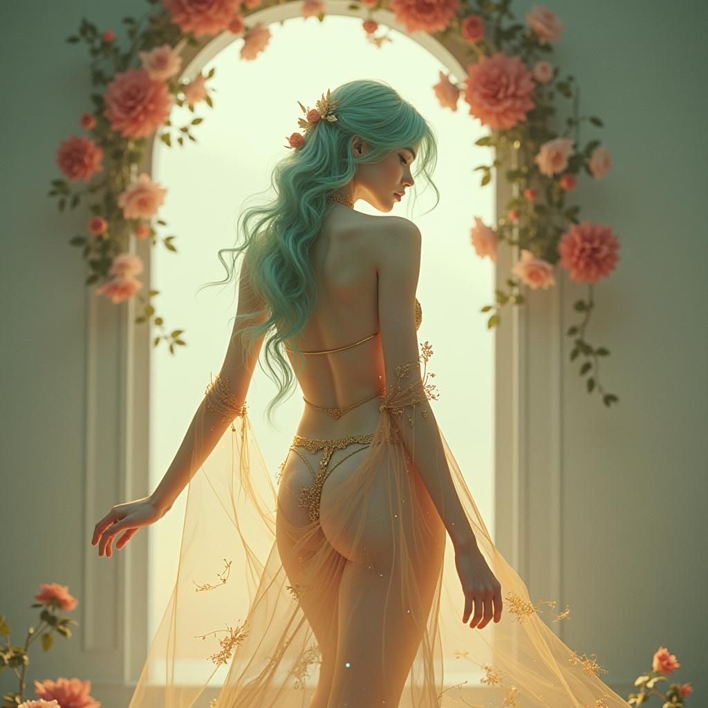 Beautiful Woman with Silver Hair in Manga 3D Style