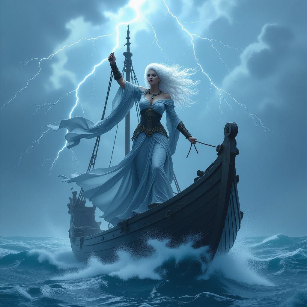 Goddess of Oceans Commands Tempest on Ghost Ship