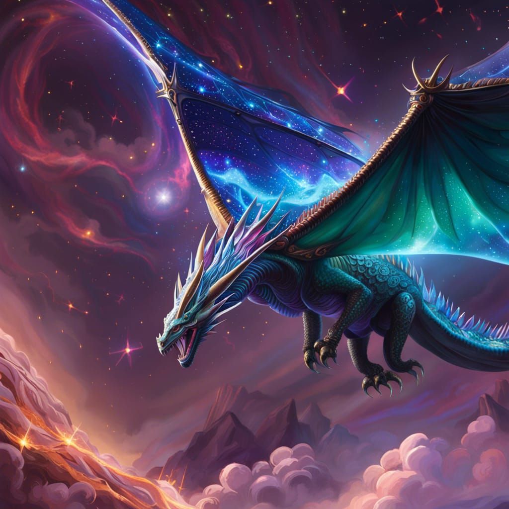 Cosmic Dragon with Nebula Wings: A Celestial Masterpiece