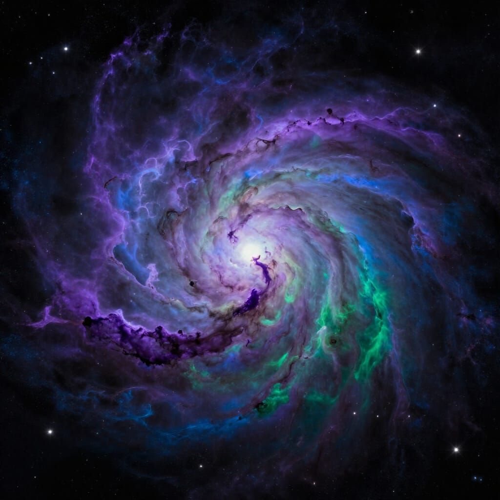 Cosmic Dust Cloud with Vibrant Nebulae in Digital Matte Styl...