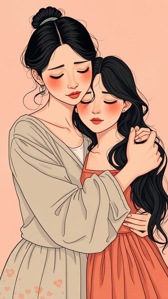 Comforting Embrace in Pastel Colors