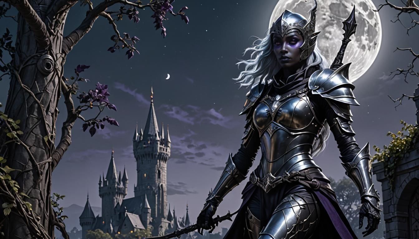 Drow Guard on Moonlit Tower