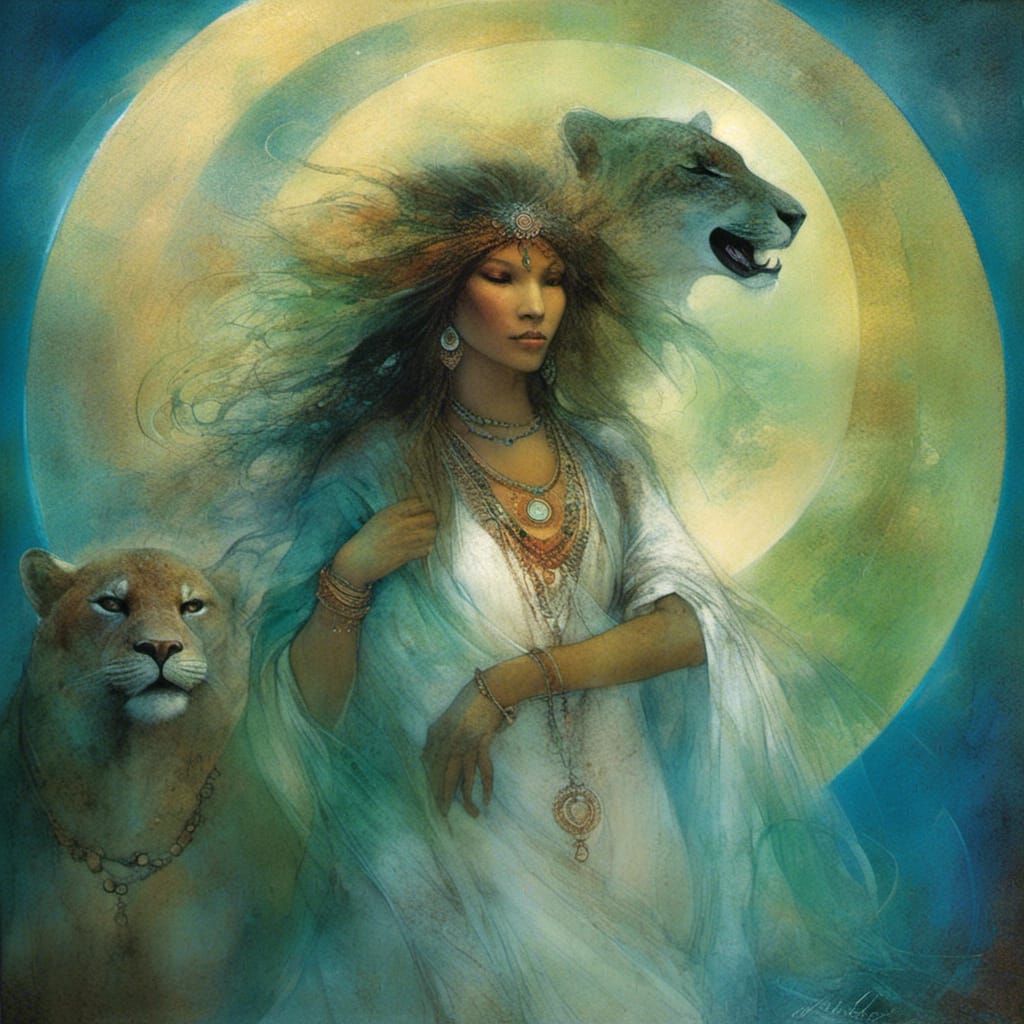 <lora:ArchetypalImagery:1.0> A woman dancing with jaguars un...