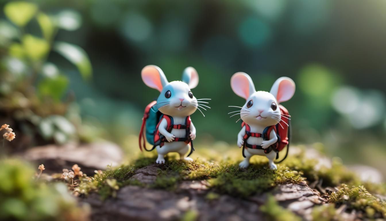 Mice Hiking Outdoors: Anime Macro Photography