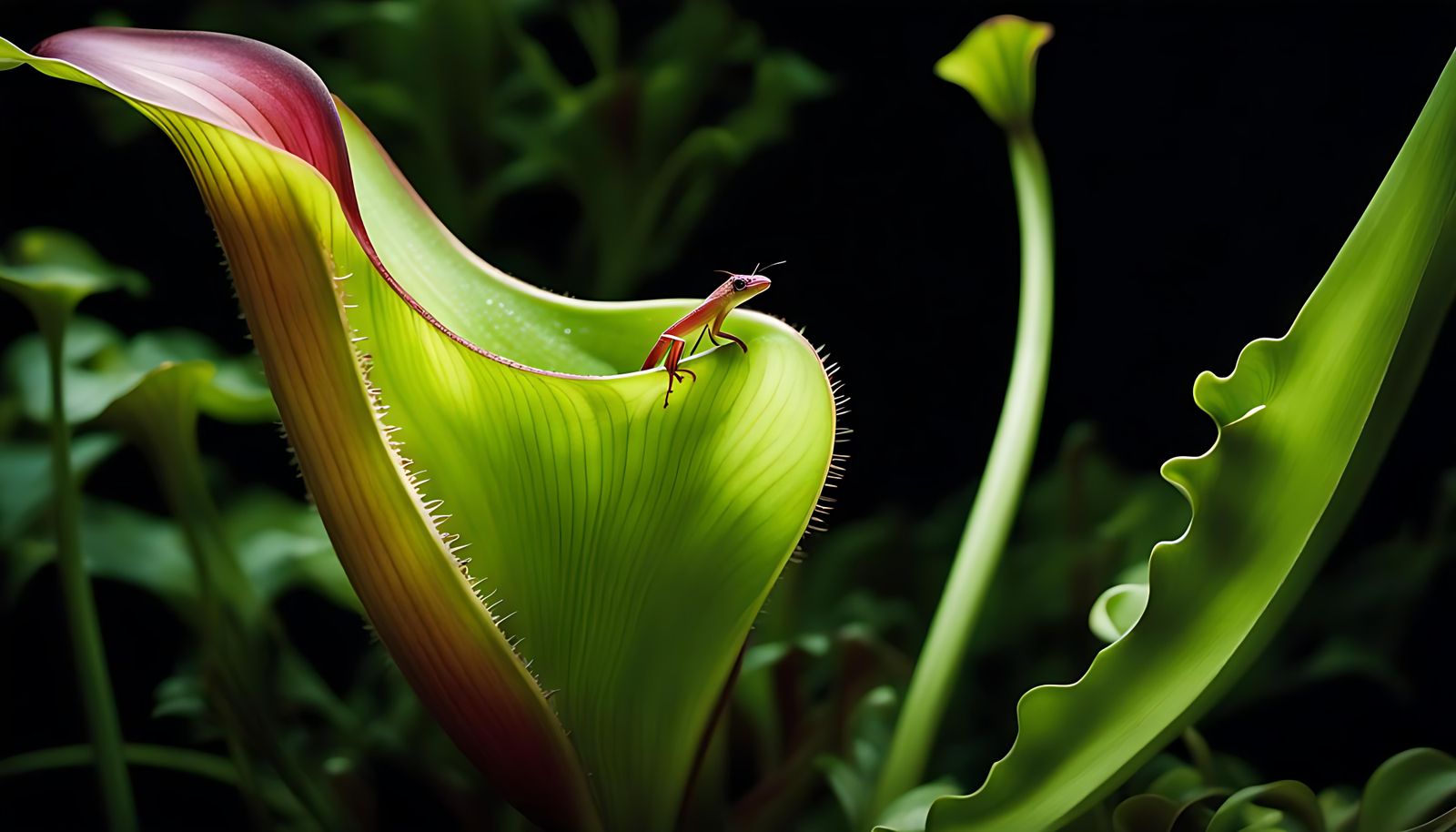 Carnivorous Plant Digesting Rodent in Photorealistic Style