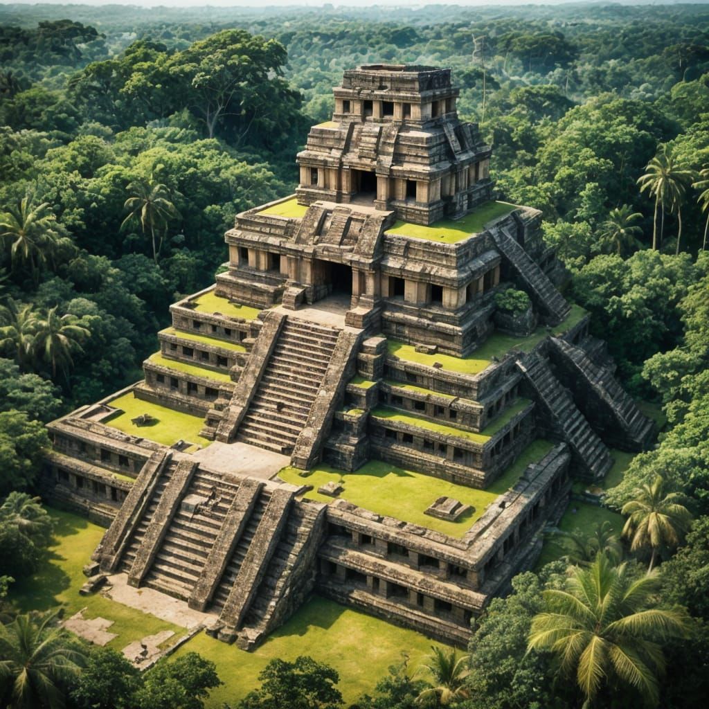 Aerial View of Ancient Mayan City