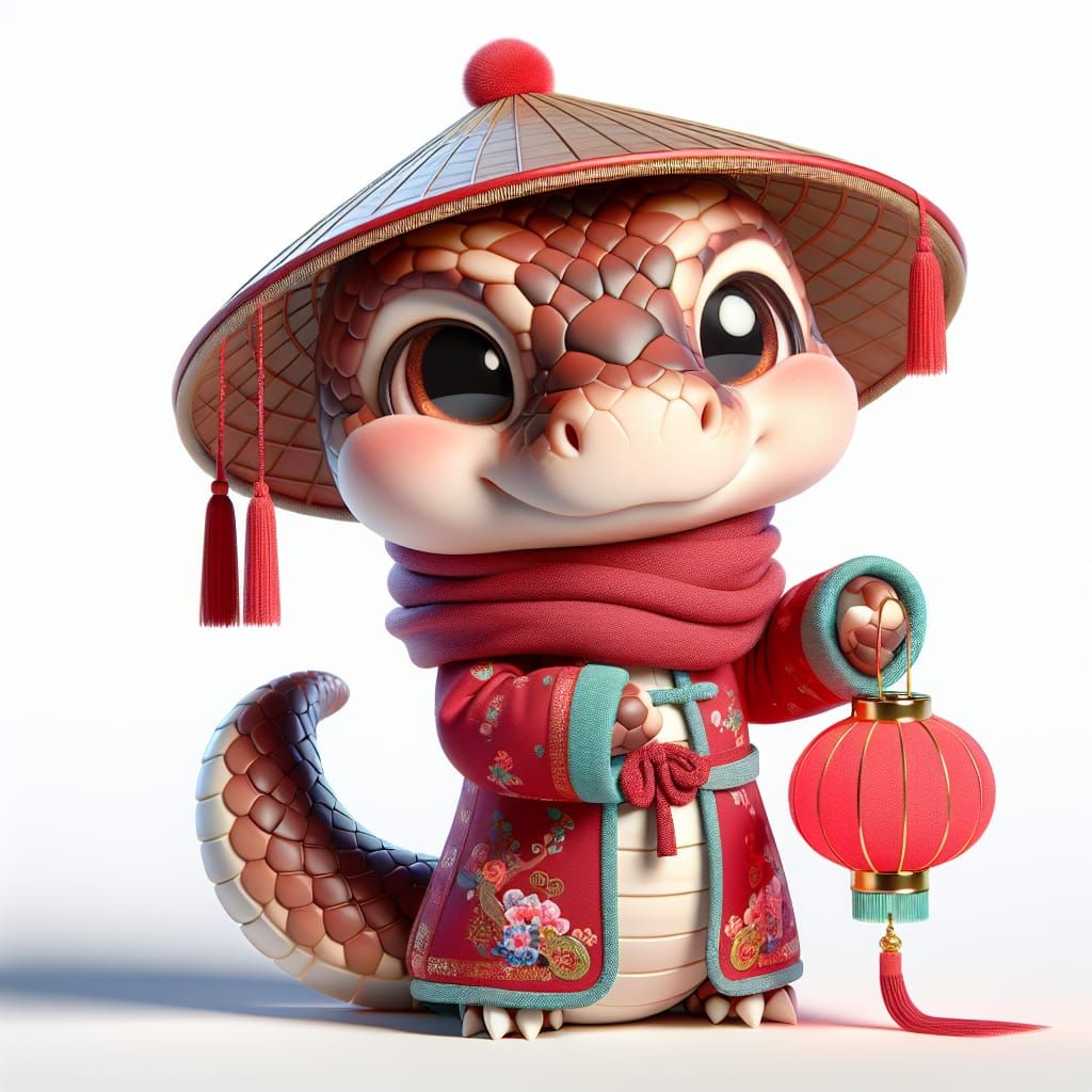 Cute Snake Baby in Chinese New Year Outfit