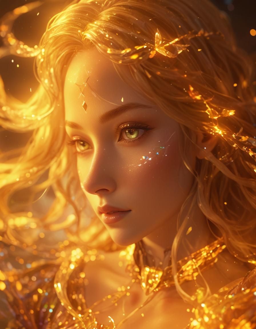 Fae Woman in Glass Gown, 3D Anime Art