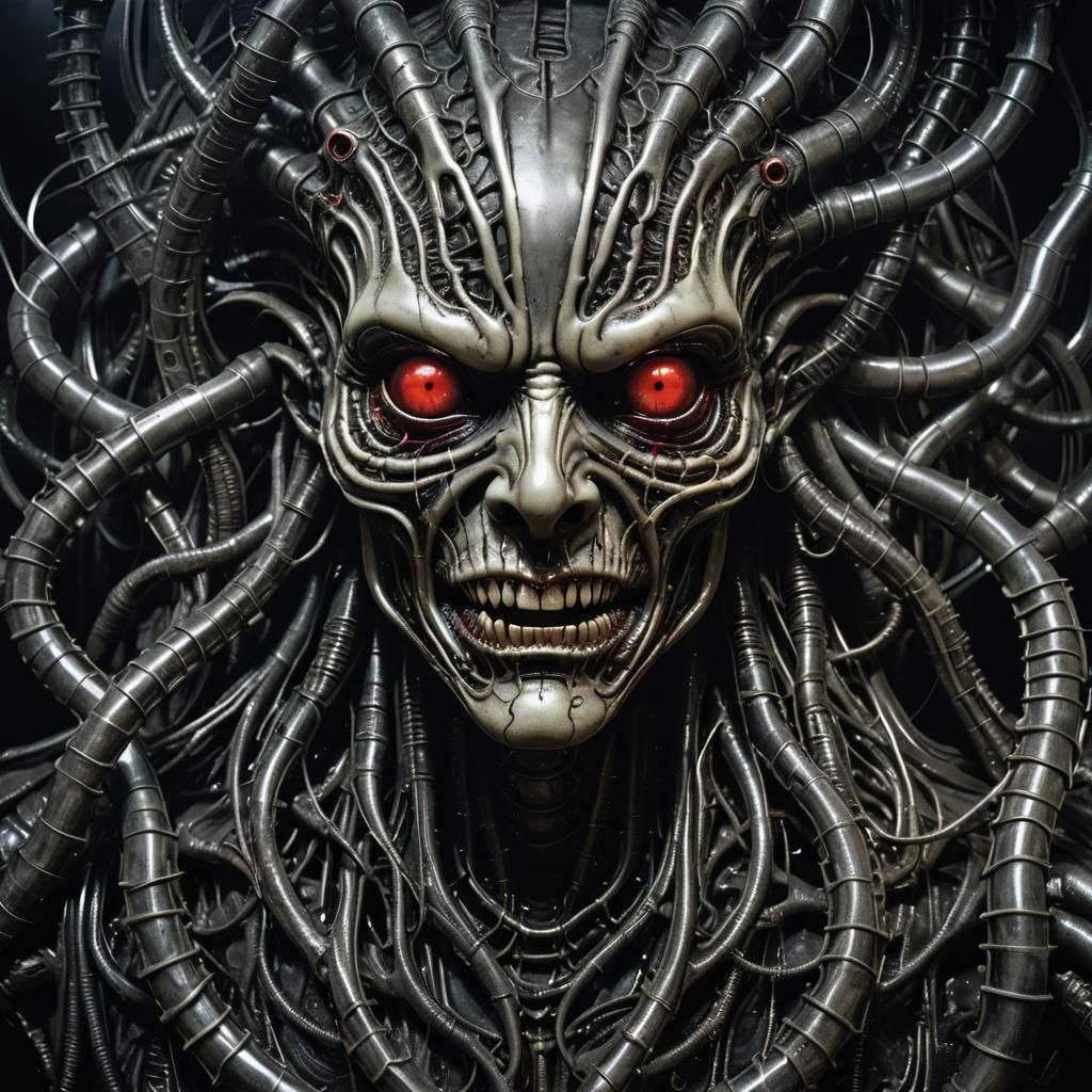 Nightmarish Biomechanical Horror in Dark Surrealism