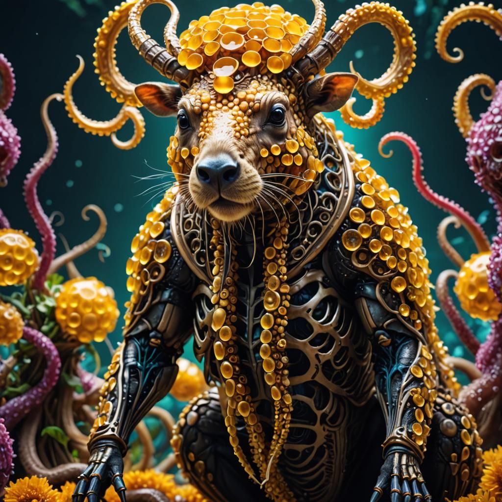Tentacle Demon Capybara with Honeycomb Armor