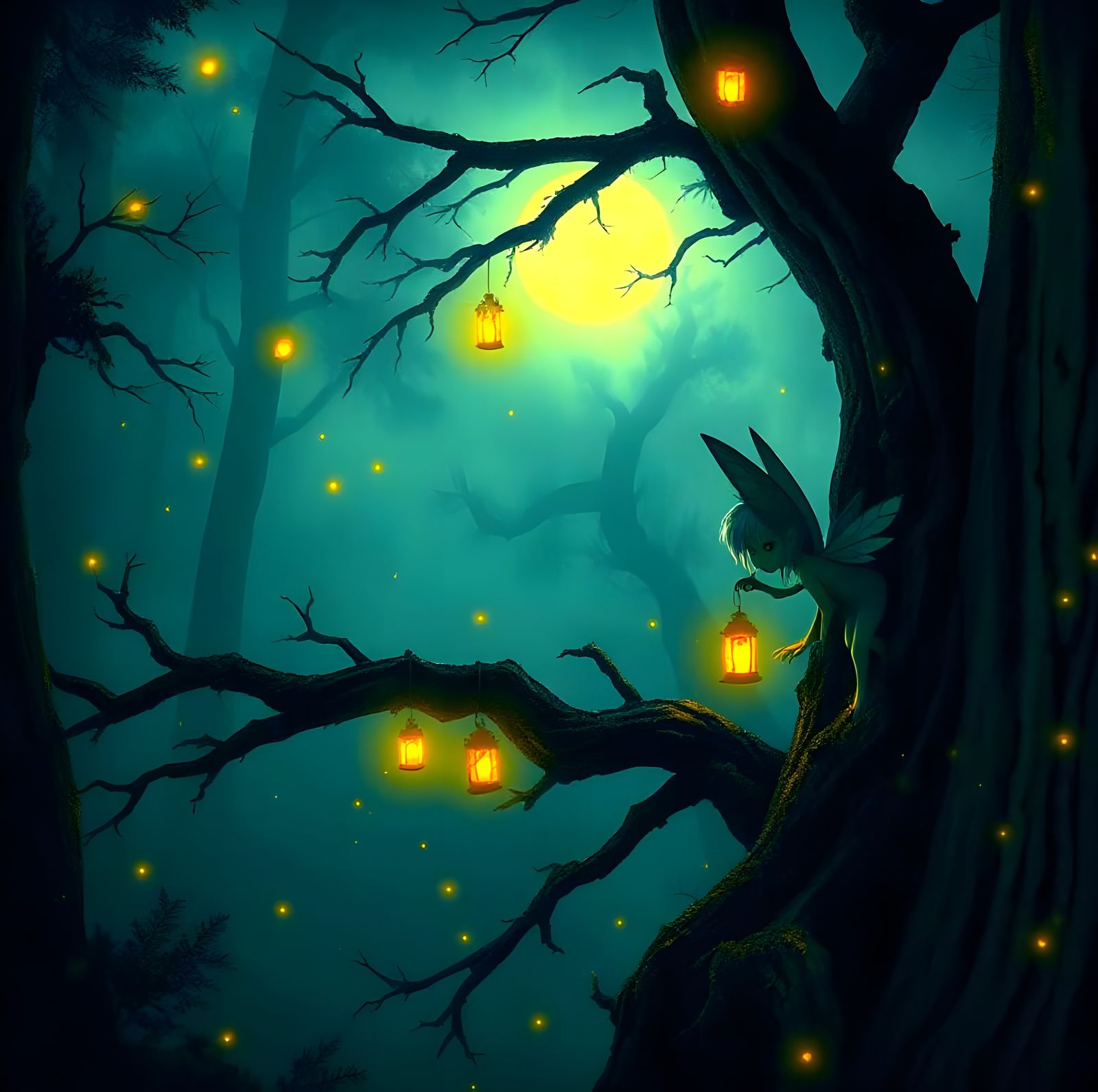 Moonlit Mysticism in a Shrouded Forest