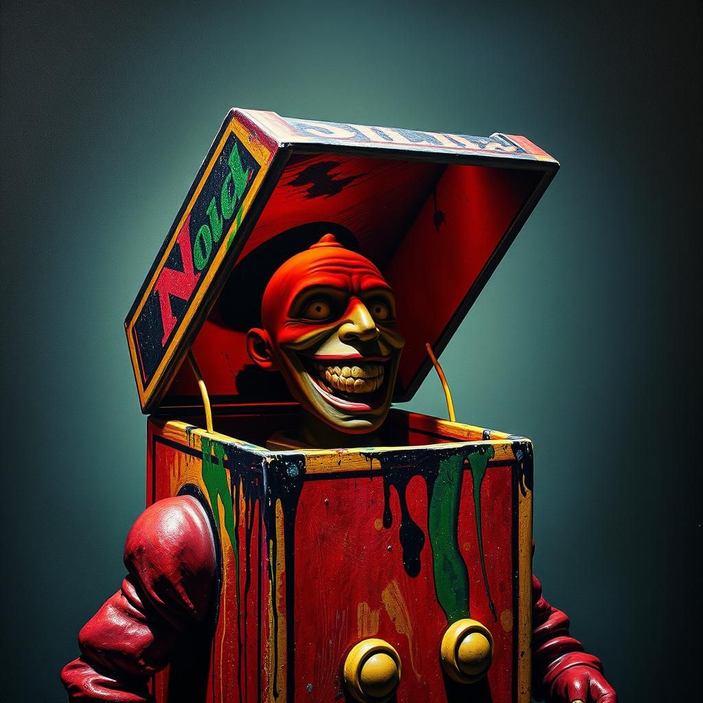 Creepy Jack-in-the-Box in Surrealist Style
