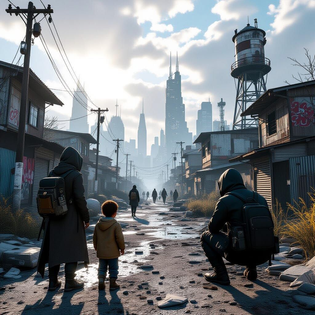 Dystopian Cityscape: A Generation's Struggle in 3D